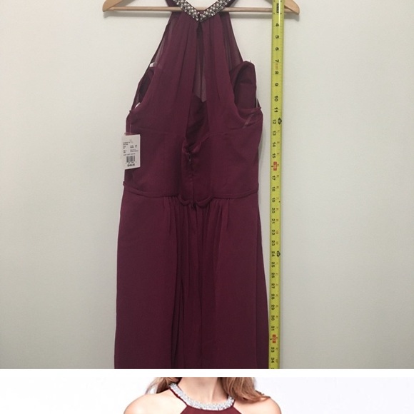 🌹David’s Bridal Short Chiffon Dress Beaded Sangria - Picture 3 of 3